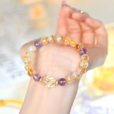 Natural Yellow Pagoda Crystal Citrine Freeform Bracelet - Wisdom & Nobility